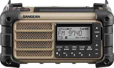 Sangean MMR-99 Multifunktionales Notfallradio mit Handkurbel, FM-RDS, Bluetooth, LED-Taschenlampe und IP55-Zertifizierung, Ideal für Outdoor, Camping und Notfälle, Desert Tan