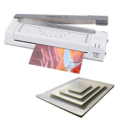 Olympia – Professionelles Laminiergerät A350 bis DIN A3-A7 im Set | inkl. Schneidegerät & Kantenschneider| Mit 100 Folien – 20x A4, 20x A5, 20x A6, 40x Visitenkarten 60 x 95 mm