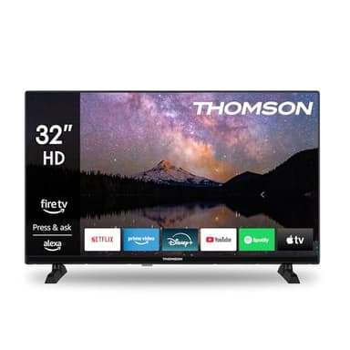 Thomson 32 Zoll (80 cm) HD Smart Fire TV, Alexa-Sprachsteuerung, Triple-Tuner (DVB-T/T2/C/S/S2), Dolby Audio, DTS Virtual:X, HDR10, AirPlay, WLAN, Bluetooth, HDMI, 32HF2S34