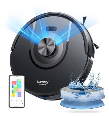 Laresar Clean 8000Pa Saugroboter mit Wischfunktion, 3 in 1 Staubsauger Roboter mit Laser Navigation, Roboterstaubsauger mit APP Steuerung 180 Min Laufzeit, Ideal für Tierhaare, Teppiche und Hartböden