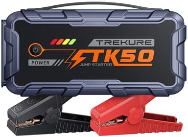 Starthilfe Powerbank für PKW 8000A (All Gas/12,0L Diesel), Auto Starthilfe 26800mAh, 12V Autobatterie Booster mit 800 Lumen Taschenlampe, 2 USB Ausgänge, Verdickt Starthilfekabel, Tragbarer Griff