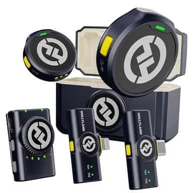 Hollyland Lark M2 Kabellos Lavalier Mikrofon für iPhone/Android/Kamera/PC/Laptop mit Lightning/USB-C-Stecker, 48 kHz 24 Bit, 300m Reichweite, 40 Std. Akkulaufzeit für Videoaufnahmen (Kombi-Version)