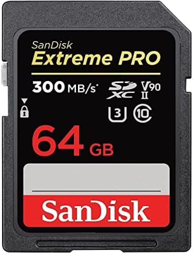 SanDisk Extreme PRO SDHC UHS-II Speicherkarte V90 64 GB (300 MB/s, 8K-, 4K- und Full-HD-Videoaufnahmen, RescuePRO Deluxe, stoßsicher, temperaturbeständig, wasserdicht und röntgensicher)