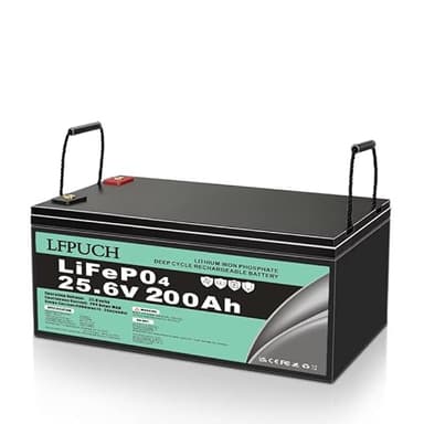 Batería Lifepo4 24V(25.6V) 200AH Lithium Freizeitbatterie, Lithium Eisenphosphat Batterie anstelle von Auto AGM Batterie oder Deep Cycle Batterie, Perfekt für Wohnmobile, Solaranlagen, Boote und mehr.