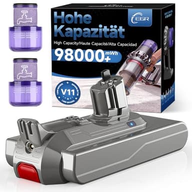 EGR Upgraded für Dyson V11 Akku Schnappmontage für V15/SV15/SV22/970425-01 Extra/Absolute/Animal/Torque/Drive/Outsize Staubsauger Ersatzakku mit 2 Filter (Nicht für Gewindemontage)