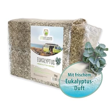 Loovolution® Toiletteneinstreu 3 kg mit Eukalyptus | Hanfeinstreu für Trenntoiletten, Trockentoiletten, Campingtoiletten | Kompostierbar | staubfrei