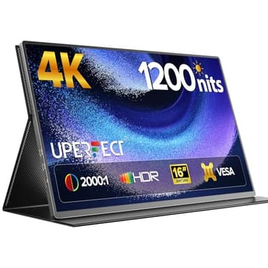 UPERFECT Portable Monitor 4K 16" | 1200 Nits Laptop Monitor | 3840 * 2400 UHD | 145% sRGB 2000:1 16:10 | USB-C & MINI HDMI | VESA & Smart Case | Outdoor Screen for Laptop Mini PC Phone Game Consoles