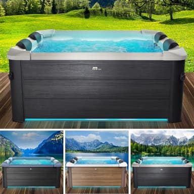 BRAST Whirlpool MSpa Frame - Oslo Sapphire & Amber mit Fester Außenwand | 160x160x65cm - 180x180x65cm | 5 Modelle | LED-Beleuchtung | 6 Personen | Ganzjähriger Einsatz Winterfest | Oslo Aero Plus