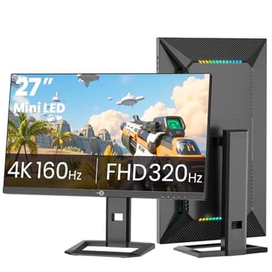 TITAN ARMY Mini LED Monitor 27 Zoll, 4K 160Hz& FHD 320Hz, HDR1000 153% sRGB DeltaE<2 10Bit, HDMI2.1 DP 1.4 Type-C Speaker, P275MV Plus
