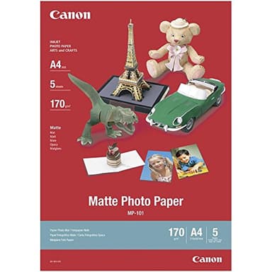 Canon Fotopapier MP-101 matt weiß - (DIN A4 5 Blatt) für Tintenstrahldrucker - PIXMA Drucker (170 g/qm) 1955977
