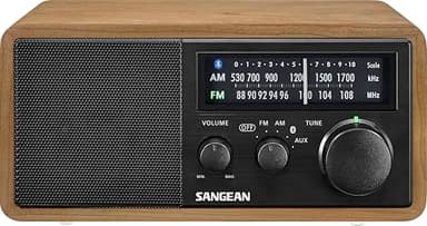 Sangean WR-11 Retro Desktop-Radio mit UKW/MW-Tuner - Kopfhöreranschluss - Holzegehäuse Braun
