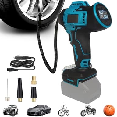 Akku Kompressor für Makita 18V Akku, 11bar Autoreifen Luftpumpe,160 PSI Tragbare mit Abschalautomatik und Manometer Luftkompressor mit 12V Autostromkabel für Auto, Motorrad, Fahrrad