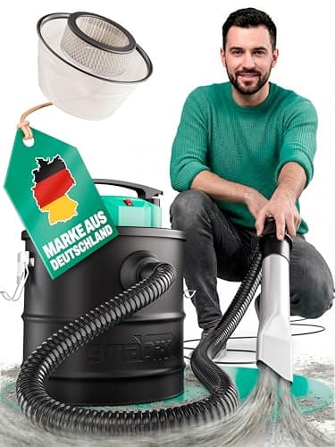 Smabix Aschesauger, 18L Tankvolumen, 1200 W Leistung, inkl. HEPA-Filter und Staubfilter, Aschesauger für Kamin, Pelletofen, Feuerschalen u.v.m.