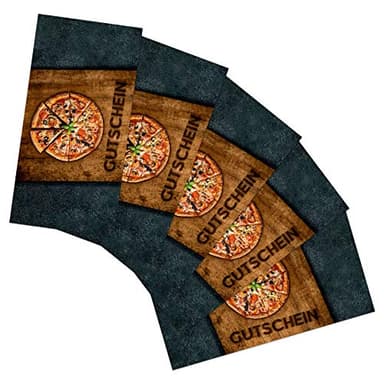 itenga 25x Geschenkgutschein Verpackung I Geschenkkarte I Motiv Pizza Holzbrett I Gutschein I 21,0 x 10,5 cm I Postkarte zum Ausfüllen