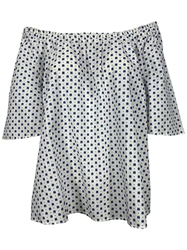 Person by Marina Rinaldi Linie N.O.W Damen-Bluse in Corolla Fantasie Weiß/Hellblau 21.7112102 Big, weiß/azurblau, 46/Große Größen