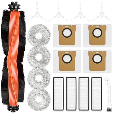 18 Stück Zubehör für Xiaomi Robot Vacuum X20+ Saugroboter, 1 Hauptbürste 4 Staubbeutel 4 Wischtücher 4 Seitenbürsten 4 Filter 1 Reinigungsbürste