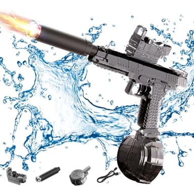 Ultimate Battle Blaster Wasserpistole - Elektrische Wasserpistole mit Reichweite 20m, Interaktiver Beleuchtung, Automatische Water Gun für Pool, Große Wasserpistole für Erwachsene Kinde (Schwarz)