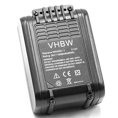vhbw Akku kompatibel mit Worx Landroid WG163E, WG163E.3, Vision L1600, Vision M600, WA3553, WG157E Werkzeug (3000 mAh, Li-Ion, 20 V)