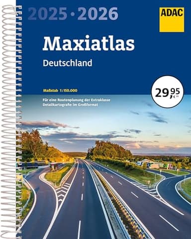 ADAC Maxiatlas 2025/2026 Deutschland 1:150.000: Straßenatlas und Autoatlas mit Spiralbindung (ADAC Atlas)