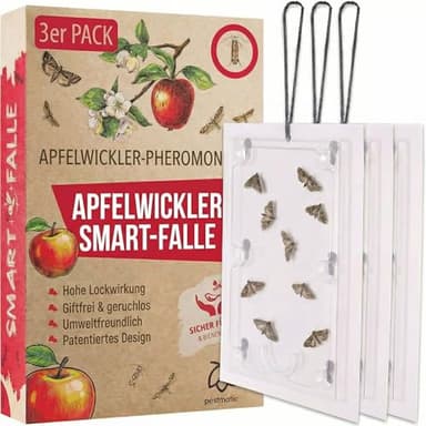 Pestmatic Apfelmotten falle x3, Mottenfalle, Apfelmadenfalle für Obstbäume, Pheromonfalle sicher für Vögel & Bestäuber, natürlicher Apfelschutz, Apfelwickler bekämpfen, Obstmadenfalle, Madenbekämpfung
