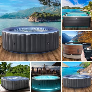 BRAST Whirlpool aufblasbar MSpa | 4-8 Personen | viele Modelle rund und eckig | Ø 125-224cm | In- Outdoor Pool | bis zu 144 Massagedüsen | inkl. Aufblasfunktion Abdeckung Timer Heizung | Bergen 8