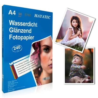 50 Blatt Fotopapier A4 hoch glänzend Tintenstrahldrucker 240g/m² Fotopapier Fotokarten Photokarten Sofort Trocken Wasserfest Hochweiß Fotoblätter