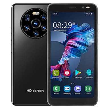 Smartphone ohne Vertrag 3G, Dual SIM Handy Günstig, 5.45 Zoll Full HD Bildschirm, 512MB RAM+4GB ROM, 128GB Erweiterbar, WiFi, BT, FM, GPS [Energieeffizienzklasse A+++] (Schwarz)