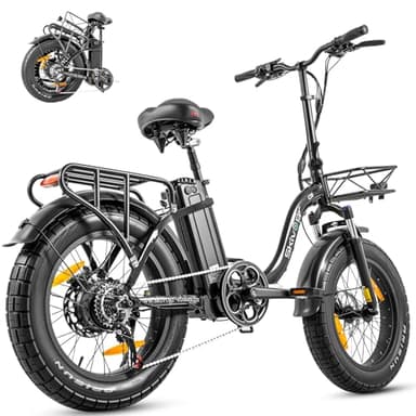 20 Zoll E-Bike Klapprad, Faltbares City Elektrofahrrad mit 48 V 20Ah Lithium Akku, Drehmomentsensor, 8-Gang Getriebe, 250W Motor, 4.0" Fettreifen, Pedelec EBike für Erwachsene, Herren Damen. (Schwarz)