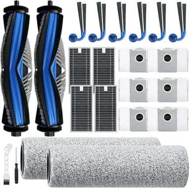 Bluearks 21 Stück Zubehör für Ecovacs Deebot X9 Pro Omni/X11 Pro Omni Staubsauger,2 Hauptbürste,2 Mopp Reinigungswalze,4 Hocheffiziente Filter,6 Seitenbürsten und 6 Aktivkohle-Staubbeutel