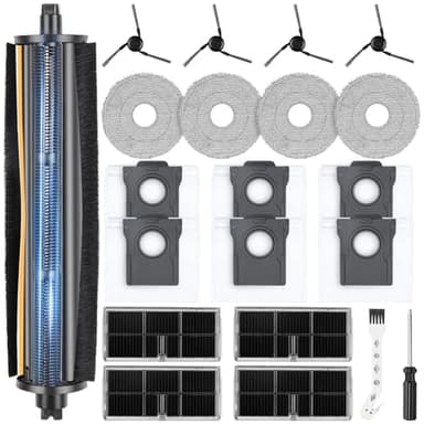 TriCut-Bürste Zubehör für Dreame L10s Ultra Gen 3 / X40 Ultra Complete / L40 Ultra / X40 Master/Mova P50 Pro Ultra Saugroboter, 6 Staubbeutel 4 Seitenbürsten 4 Wischtücher 4 Filter 1 Hauptbürste