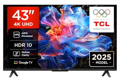 TCL 43V6C 43 Zoll 4K UHD Smart Fernseher – HDR10+, HVA-Panel, Dolby Vision, Google TV, HDMI 2.1, DVB-T2/C/S2, Bluetooth 5.2, Sprachsteuerung mit Alexa & Google Assistant