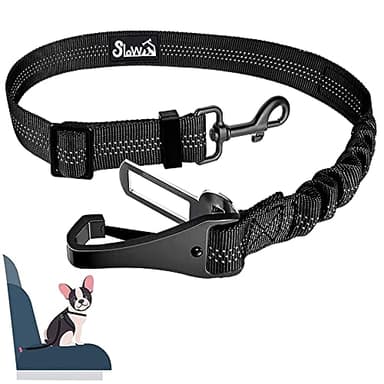Eyein Hunde Sicherheitsgurt für Auto, Verstellbare Hundegurt fürs Auto mit Elastischer Ruckdämpfung, 3 in 1 reflektierend Hunde Anschnallgurt für alle Hunderassen & Autotypen, 70cm (Schwarz)
