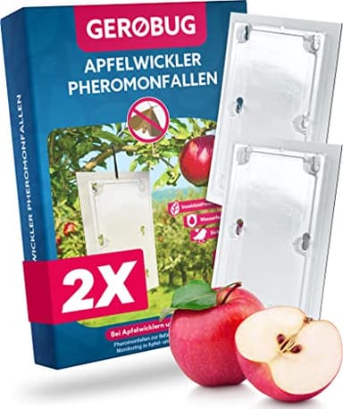 Bio Apfelwickler Pheromonfalle 2 STK für gesunde wurmfreie Äpfel - Attraktive Apfelmadenfalle sichert die Apfelbaum Ernte - Insektizidfrei & unauffällig für Plantagen