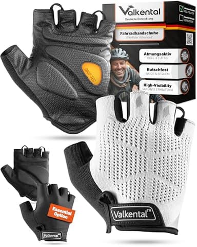 Valkental - Fahrradhandschuhe mit Gel Polsterung | Griffig & Atmungsaktiv | Fahrrad Handschuhe Herren & Damen | Fingerlose Radhandschuhe - MTB/Rennrad/Trekking | Handschuhe Fahrrad Kurz & Leicht