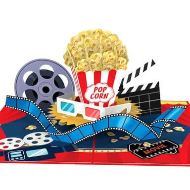 papercrush® Pop-Up Karte Kinogutschein - 3D Gutscheinkarte oder Geschenkverpackung für Filmabend & Kino, Geburtstagskarte mit Popcorn für Mama, Freundin oder Bruder, Geschenkidee zum 18. Geburtstag