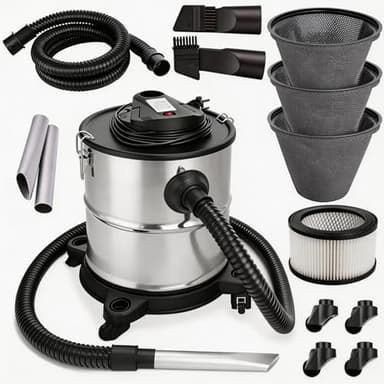 Aschesauger 20L 1650W Kaminsauger Staubsauger (Kabellänge ca. 4m) Inklusive HEPA Filter + Blasfunktion + DUAL Filter System + 3x Sackfilter, Antistatische Ableitkette, Aschesauger für Kamin SN121
