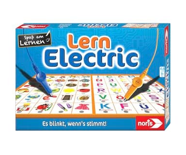 noris Lern Electric Lernspiel – Zuordnungsspiel mit Lichtsignal bei richtiger Antwort, 12 Bildtafeln, Batterie betrieben – pädagogisches Spielzeug Kinder ab 6 Jahren