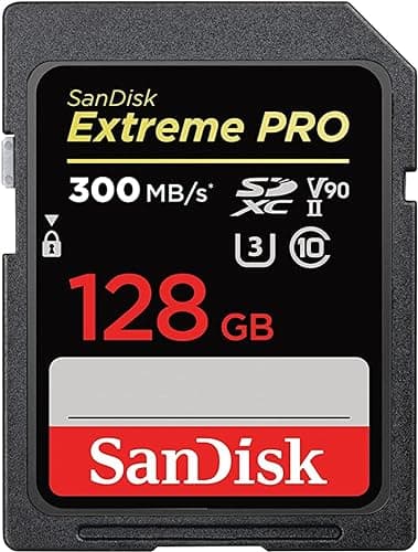 SanDisk Extreme PRO SDHC UHS-II Speicherkarte V90 128 GB (300 MB/s, 8K-, 4K- und Full-HD-Videoaufnahmen, RescuePRO Deluxe, stoßsicher, temperaturbeständig, wasserdicht und röntgensicher)