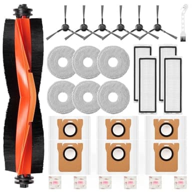 Chyodi 30 Stück Zubehör für Xiaomi X20 Plus/X10 Plus Saugroboter Ersatzteile,6 Staubbeutel 6 Wischpad 1 Hauptbürste 6 Seitenbürsten 4 HEPA Filter 1 Reinigungsbürs