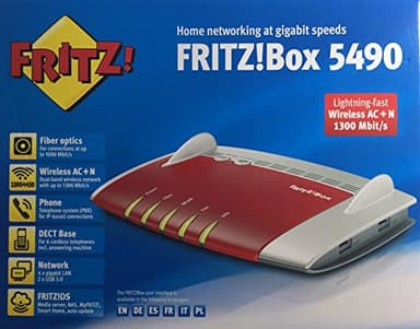 AVM Fritz!Box 5490 Glasfaser Router Int Edition AON | WLAN AC 1300 Mbit/s | DECT | Gigabit (Generalüberholt)