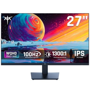 KTC Monitor 27 Zoll, QHD 2K 100Hz (OC 120Hz) - IPS Panel, Anti-Blaulicht Bildschirm, 96% DCI-P3, 126% sRGB, VESA 75 * 75mm, 350 cd/m², Adaptive Sync, PC Monitor für Casual und Arbeiten