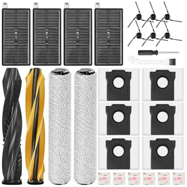 Bpbdzz 28 Stück Zubehör für Dreame Aqua10 Ultra Roller Complete Saugroboter, 2 Hauptbürsten & Rollen-Wischtuch, 4 Filter, 6 Staubbeutel & Flach-Duftstein & Seitenbürsten, 1 Reinigungsbürste