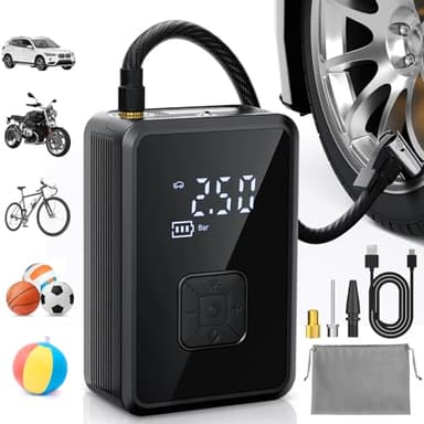 Oasser Elektrische Luftpumpe 150PSI Fahrradpumpe Akku Luftpumpe Tragbarer mit LED Licht für Auto Motorrad Fahrrad Ball Reise Camping