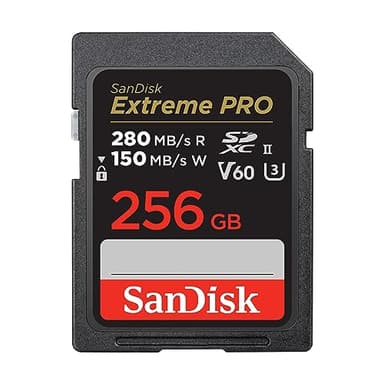 SanDisk Extreme PRO SDXC UHS-II Speicherkarte V60 256 GB (280 MB/s, 6K, 4K UHD, U3, C10, Rescue PRO Deluxe)