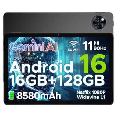 DOOGEE U11 Android 16 Tablet 11 Zoll Gemini AI 16GB RAM +128GB ROM (2TB TF) 8580mAh Gaming Tablet Unisoc T7200 Octa-Core 13MP+5MP Tablets PC 2.4G+5G WLAN GMS/ WidevineL1/ 3.5mm Audio/GPS/Face ID/OTG