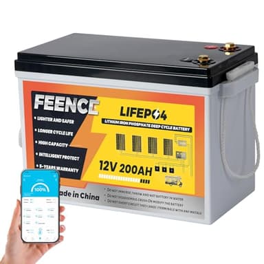 MINI Lithium Batterie 12V 200Ah lifepo4 mit BMS Bluetooth 200A, Autobatterie, Lifepo4 200Ah Bluetooth,15000 Zyklen 2560Wh Deep Cycle Lithiumbatterie für Wohnmobile,Solaranlagen,Marine,Wohnwagen