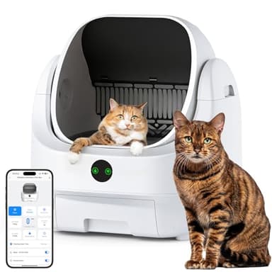 Katzenklo Selbstreinigend Offen, Ellenpent Elektrische Katzentoilette für Große Katzen mit Geruchskontrolle - App-Steuerung & Sensoren Katzenklo Automatische Reinigung