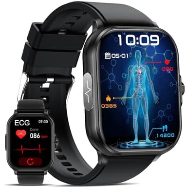 2026 Neu smartwatch EKG+HRV blutdruckmessung uhr/ΒΙυτｚυcker/Gesundheitsuhr Herzfrequenz SpO2 Apnoe-Monitor 2.01"blutdruck uhr/Harnsäure/Bluetooth-Anrufe,SMS&App-Benachr/Schlaf herren damen Senioren