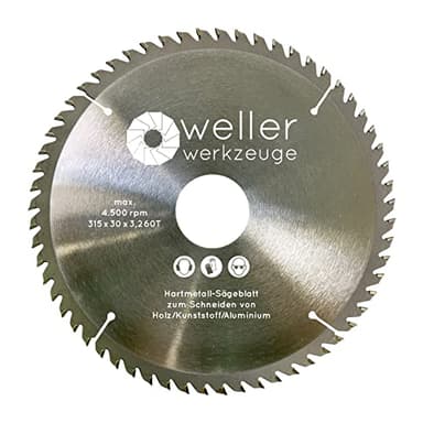 WELLERWERKZEUGE | Profi HM Kreissägeblatt Sägeblatt 315x30mm und 315x25mm 60 Zähne für holz Kunststoff Aluminium universal passend für Kreissäge Tischsäge Gehrungssäge Kappsäge Makita
