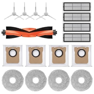 Geoviizon Zubehör für Xiaomi Robot Vacuum X10+,X20+ Saugroboter,1 Hauptbürste 4 Staubbeutel 4 Wischtücher 4 Seitenbürsten 4 Filter
